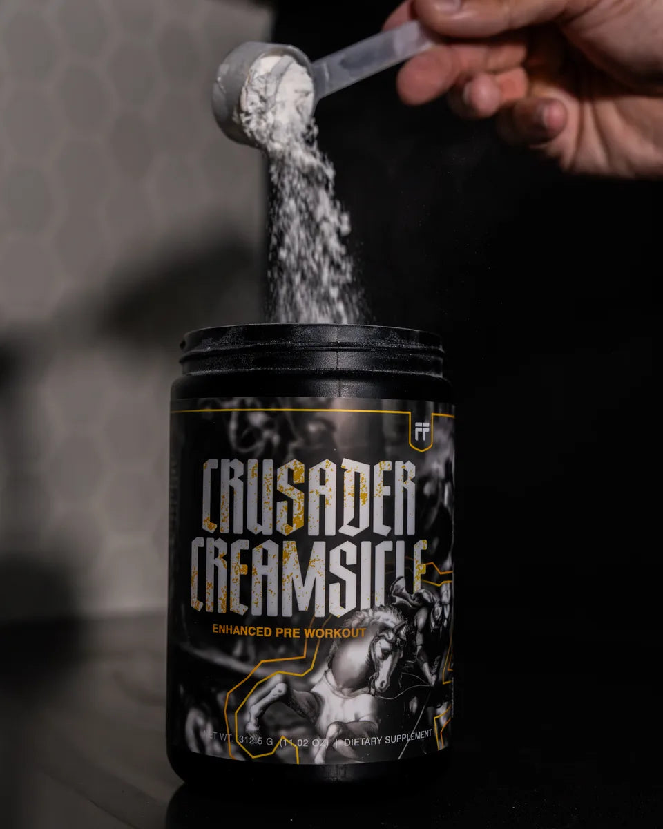 Crusader Creamsicle tub with a knight on horseback on the label