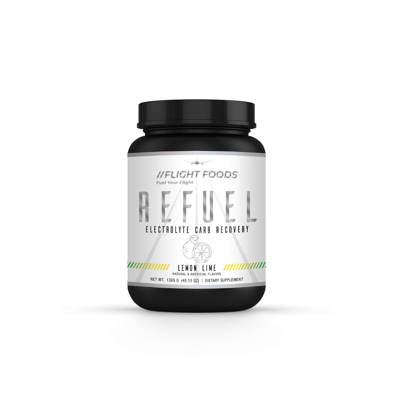 Refuel Electrolyte Carb Recovery Blend in Key Lime flavor with packaging prominently displayed.