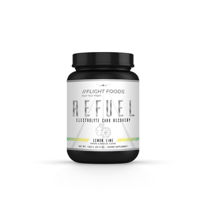 Refuel Electrolyte Carb Recovery Blend in Key Lime flavor with packaging prominently displayed.