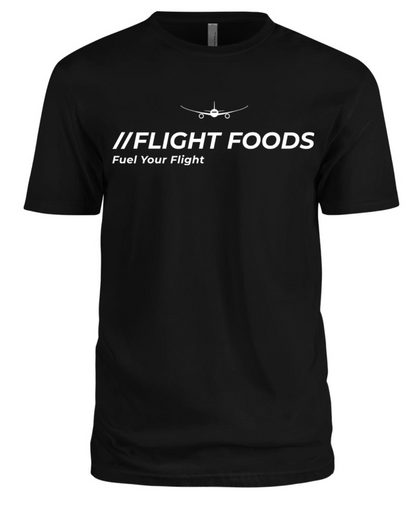 Front view of the Flight Foods Shirt showing the Flight Foods logo prominently displayed on the chest area against a solid-colored background.