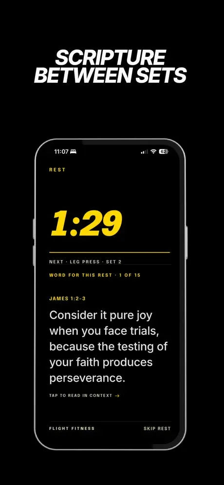 Flight Fitness app screen: Scripture