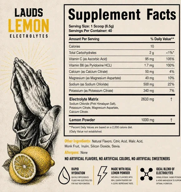 Lauds Lemon Electrolytes supplement facts and ingredients
