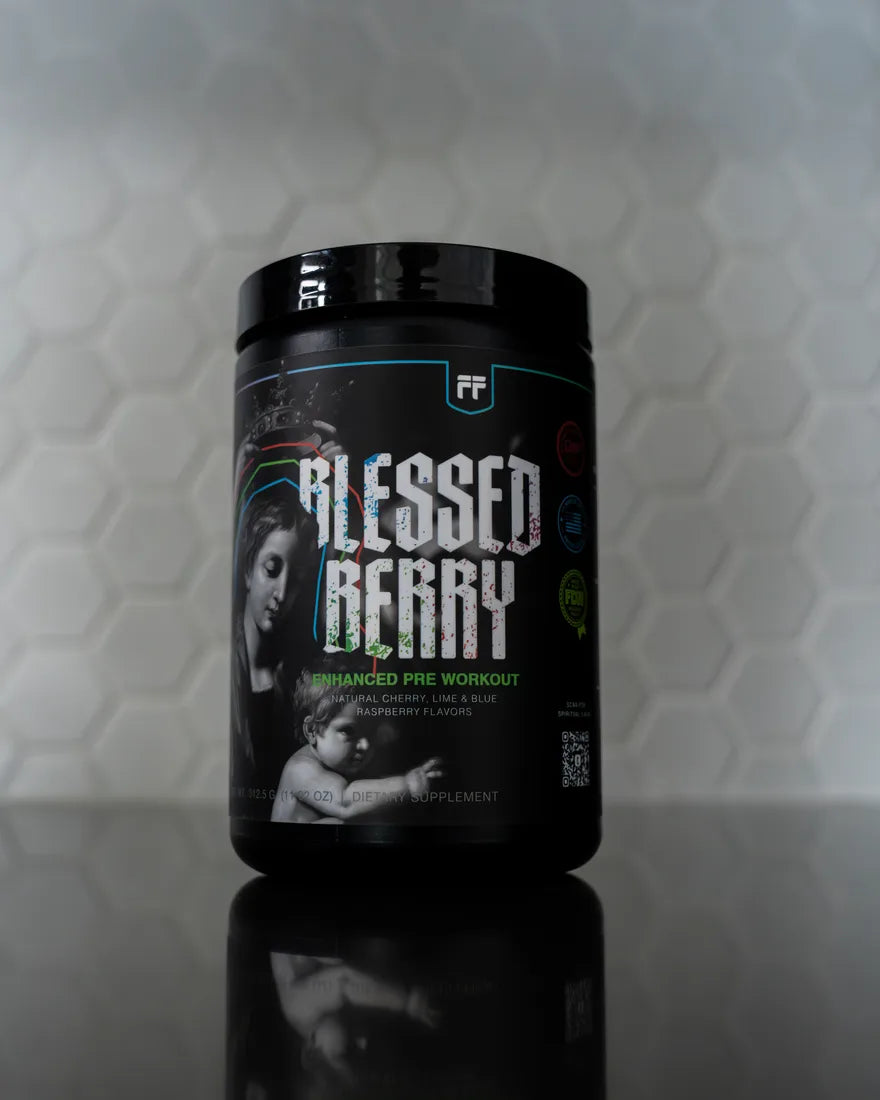 Blessed Berry tub with the Madonna and Child on the label
