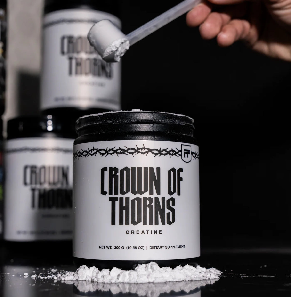Crown of Thorns Creatine Monohydrate tub, front view