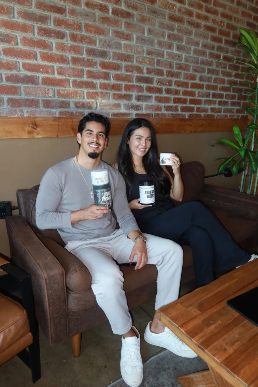 Francesca and Emanuel Corona holding Crown of Thorns creatine